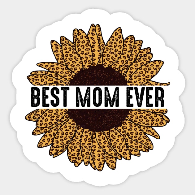 Best mom ever leopard sunflower Sticker by LinDey